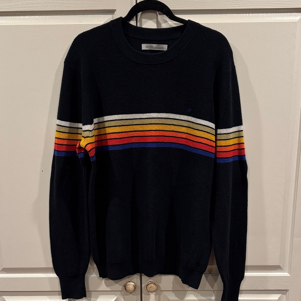 Outerknown Black Sweater with Colorful retro Stripes